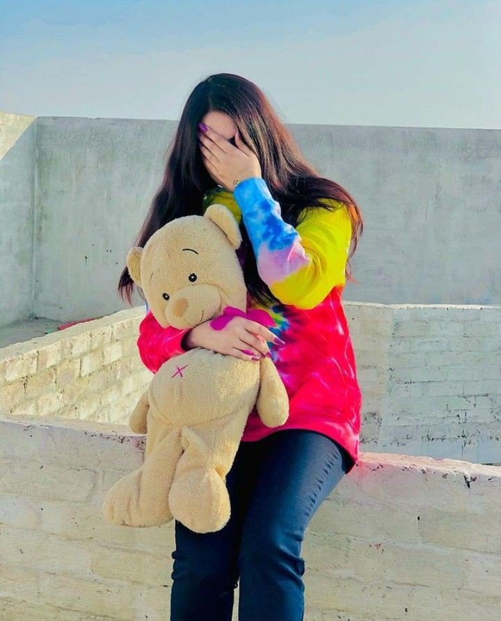 Girl with teddy bear dp for instagram