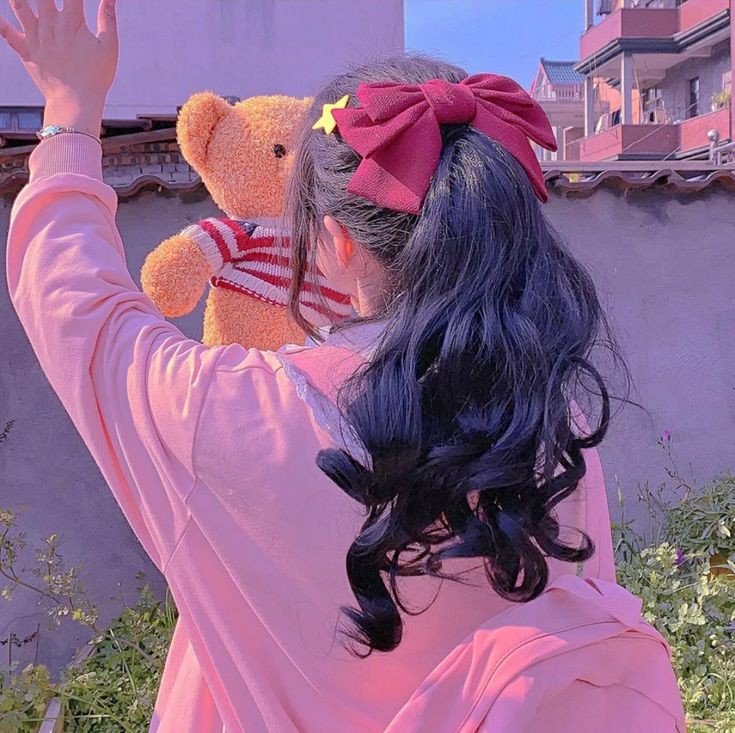 Girl with teddy bear dp for instagram