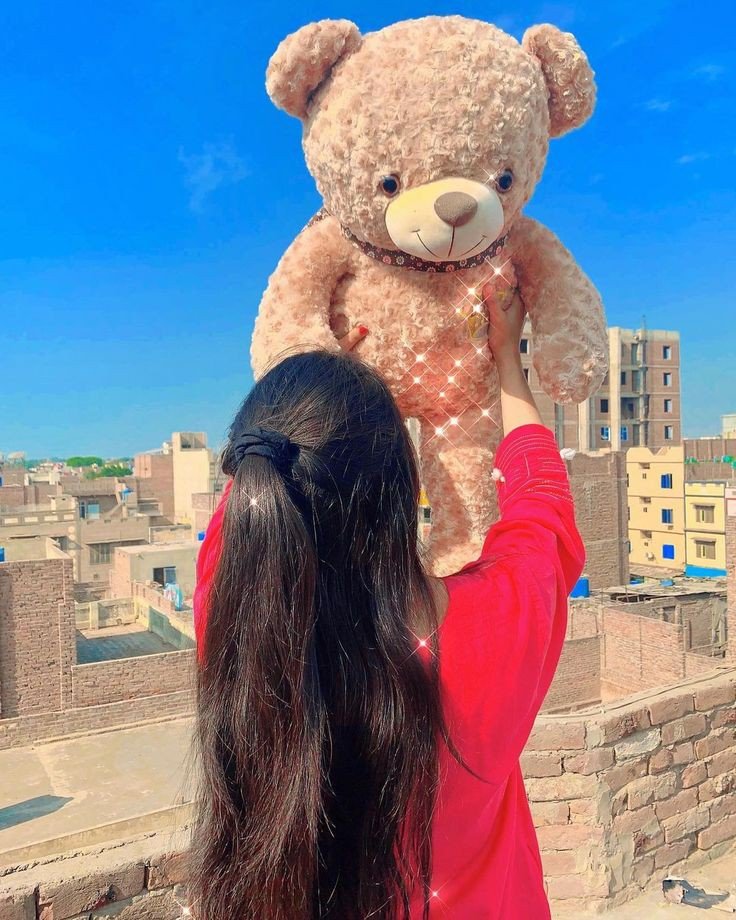 Girl with teddy bear dp for instagram