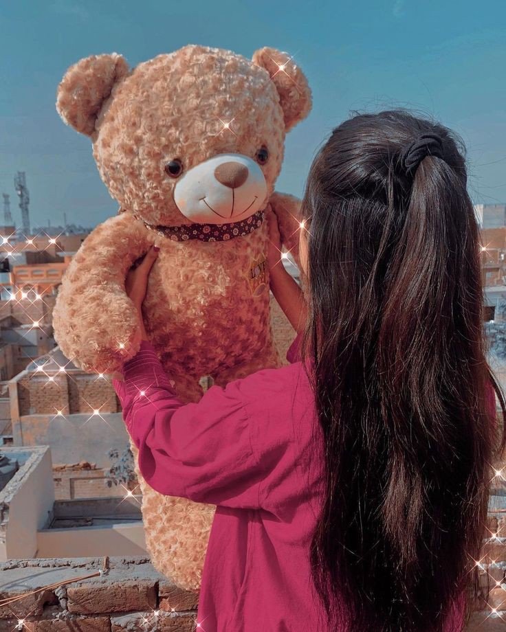 Girl with teddy bear dp for instagram