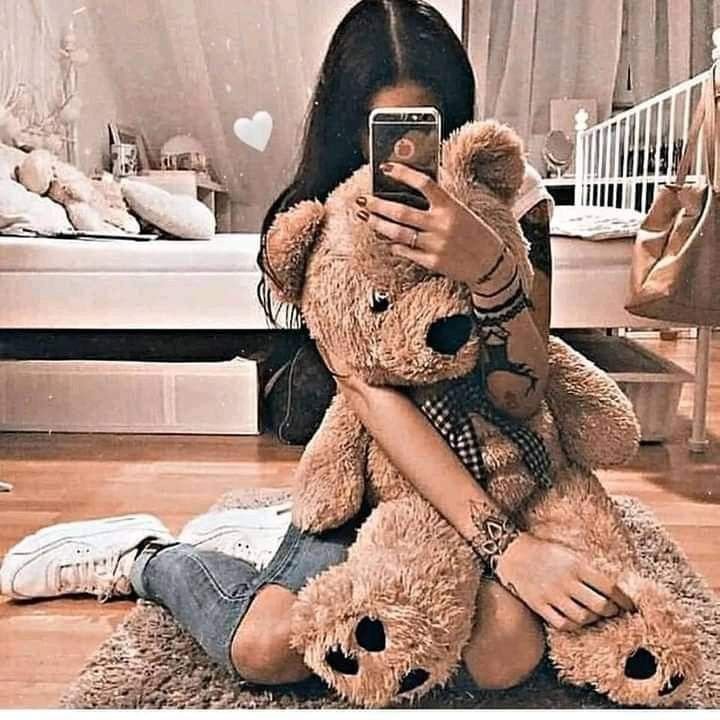 Girl with teddy bear dp for instagram